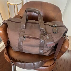 TUMI Small Soft Travel Satchel Brown Tote Bag  022149b4 strap damage